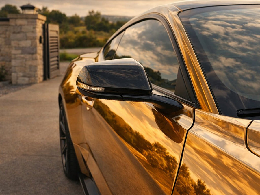 DIY Ford Mustang wrapped in Gloss HX30000 Super Chrome Arabica Copper restyling film HX30SCH15B