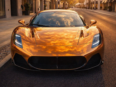 Maserati MC20 wrapped in Hexis Gloss HX30000 Super Chrome Arabica Copper restyling film HX30SCH15B