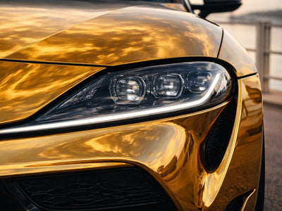 Toyota Supra wrapped in Hexis Gloss HX30000 Super Chrome Arabica Copper car wrap film HX30SCH15B