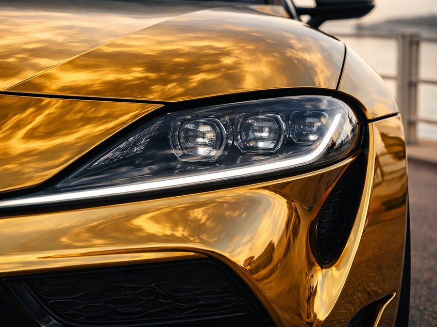 Toyota Supra wrapped in Hexis Gloss HX30000 Super Chrome Arabica Copper car wrap film HX30SCH15B