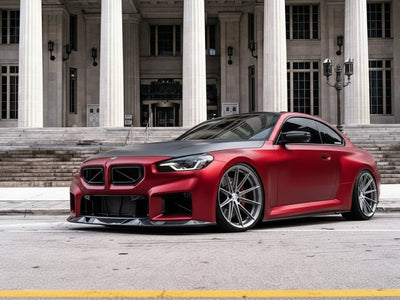 DIY BMW 4 Series Coupe wrapped in Satin HX30000 Super Chrome Fever Red car wrap film HX30SCH16S
