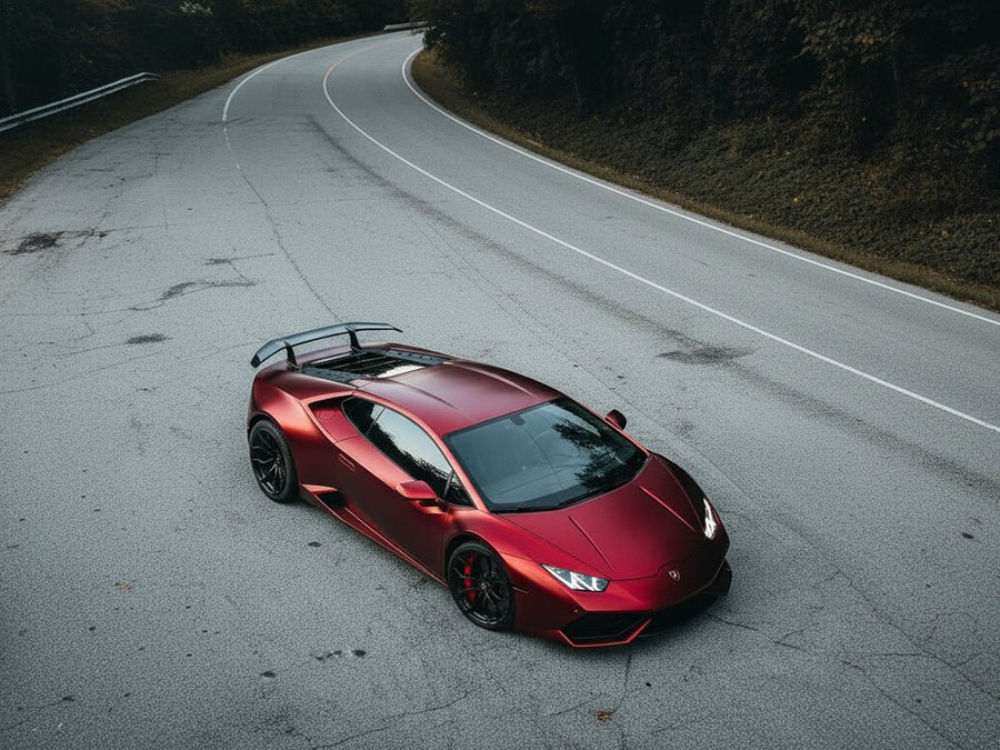 Lamborghini Huracán wrapped in Satin HX30000 Super Chrome Fever Red automotive vinyl film HX30SCH16S