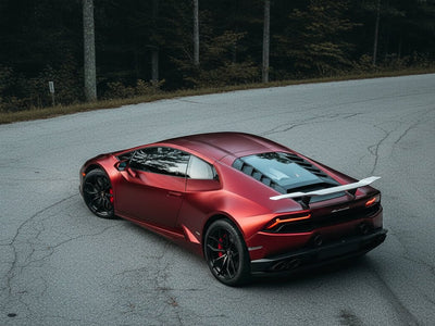 DIY Lamborghini Huracán wrapped in Satin HX30000 Super Chrome Fever Red wrap film HX30SCH16S