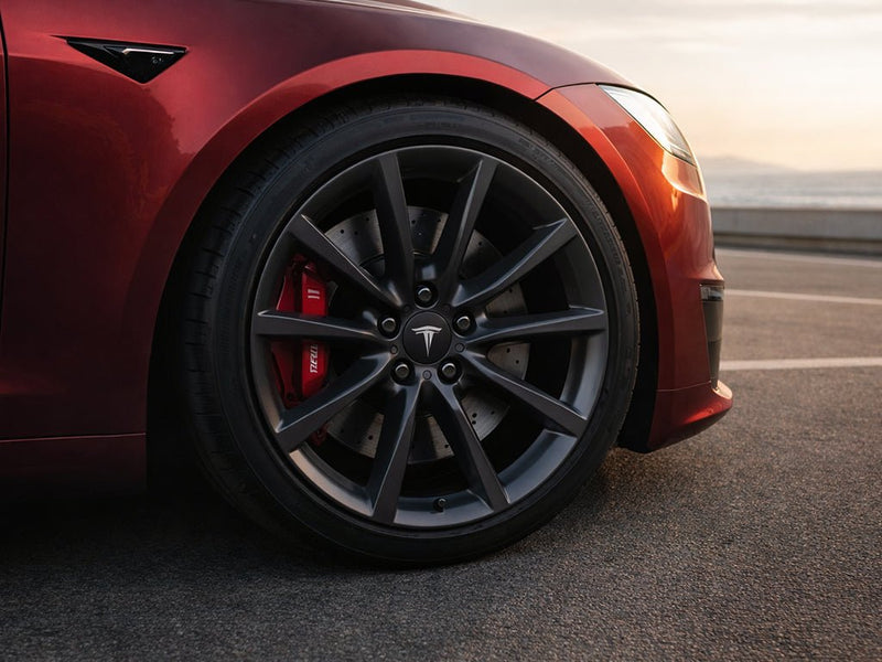 Tesla S wrapped in Satin HX30000 Super Chrome Fever Red automotive vinyl film HX30SCH16S