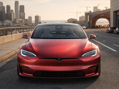 DIY Tesla S wrapped in Satin HX30000 Super Chrome Fever Red restyling film HX30SCH16S