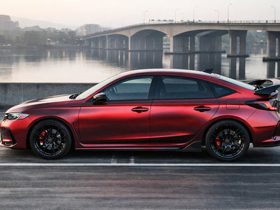 Honda Civic wrapped in Hexis Satin HX30000 Super Chrome Fever Red wrap film