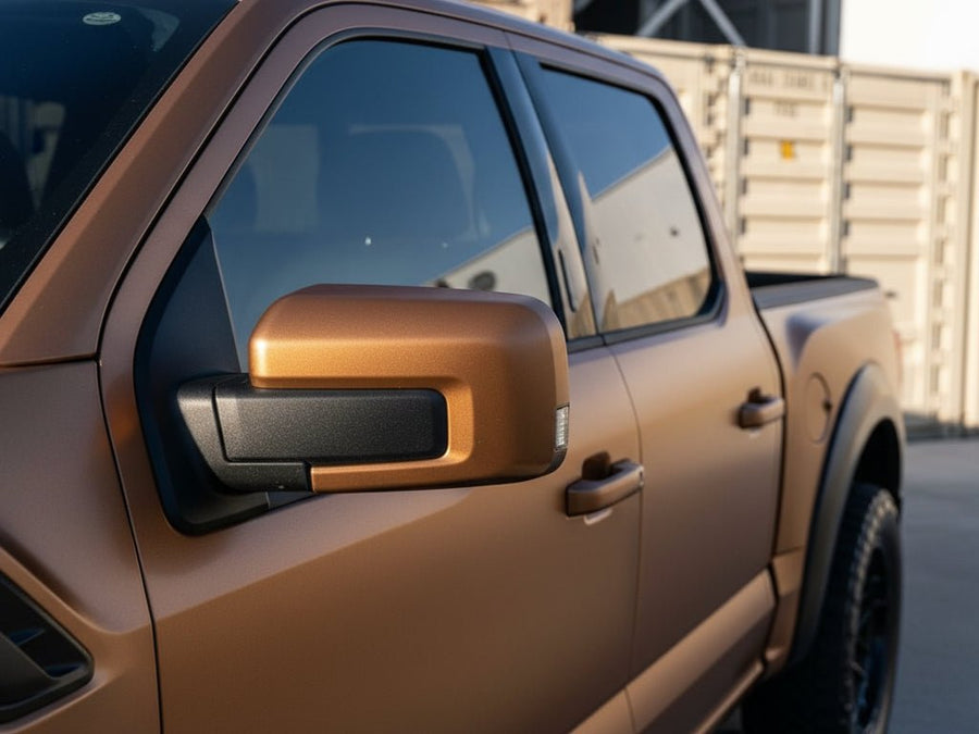 DIY Ford F-150 wrapped in Satin HX30000 Super Chrome Arabica Copper restyling film HX30SCH15S