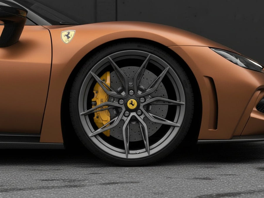 DIY Ferrari wrapped in Satin HX30000 Super Chrome Arabica Copper automotive vinyl film HX30SCH15S