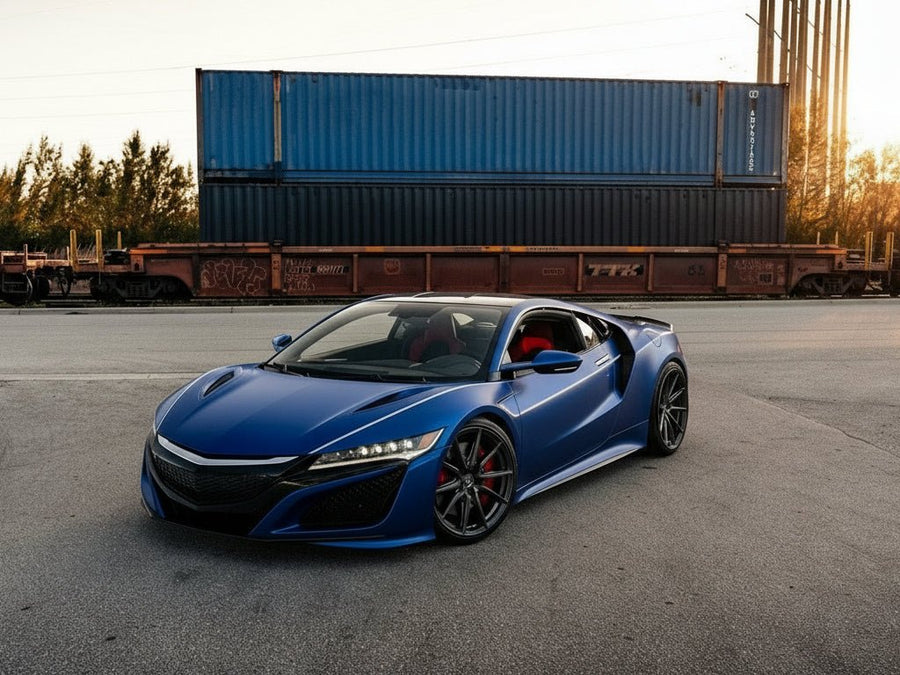 Acura NSX wrapped in Hexis Satin HX30000 Super Chrome Rigel Blue car wrap film HX30SCH17S