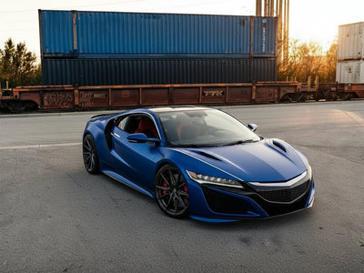Acura NSX wrapped in Hexis Satin HX30000 Super Chrome Rigel Blue automotive vinyl film HX30SCH17S