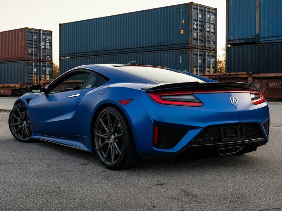 Acura NSX wrapped in Satin HX30000 Super Chrome Rigel Blue wrap film HX30SCH17S