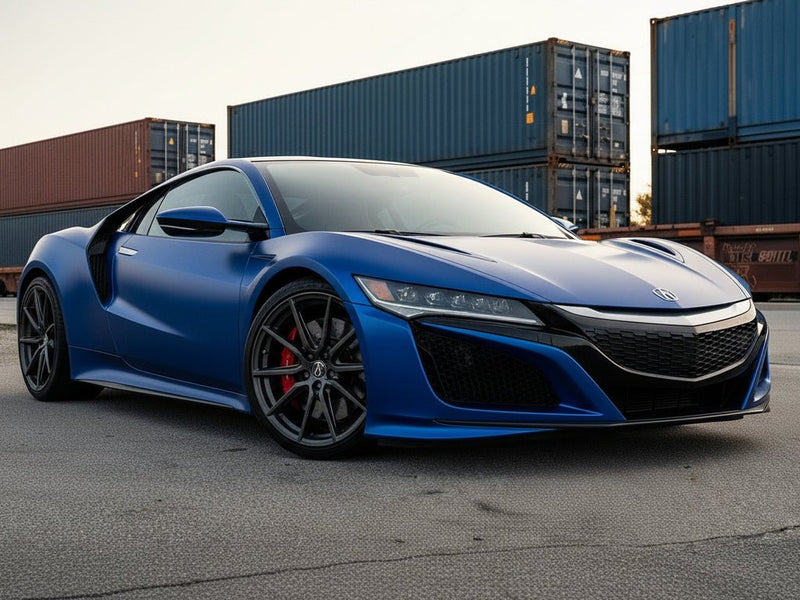 DIY Acura NSX wrapped in Satin HX30000 Super Chrome Rigel Blue wrap film HX30SCH17S