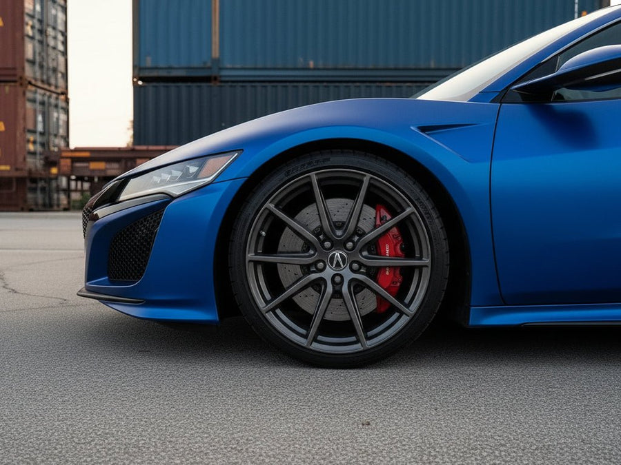 Acura NSX wrapped in Hexis Satin HX30000 Super Chrome Rigel Blue vinyl wrap HX30SCH17S