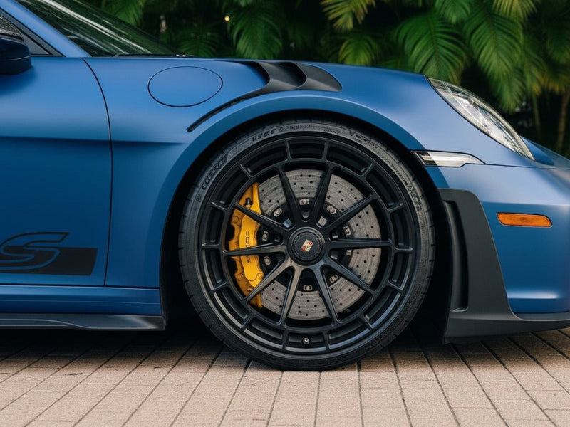 Porsche 911 GT3 wrapped in Satin HX30000 Super Chrome Rigel Blue car wrap film HX30SCH17S