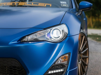 Toyota 86 wrapped in Hexis Satin HX30000 Super Chrome Rigel Blue wrap film HX30SCH17S