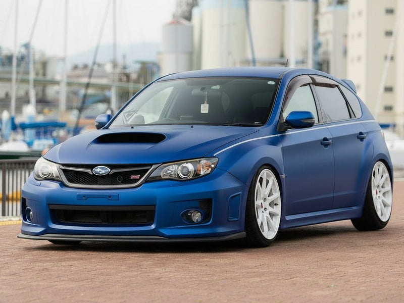 DIY Subaru Impreza WRX STI wrapped in Satin HX30000 Super Chrome Rigel Blue wrap film HX30SCH17S