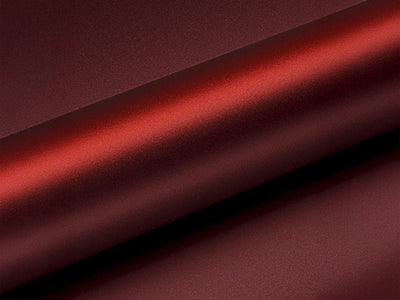 Color swatch of Hexis HX30000 Super Chrome Satin Fever Red Vinyl Wrap HX30SCH16S