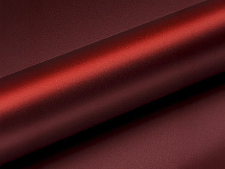 Color swatch of Hexis HX30000 Super Chrome Satin Fever Red Vinyl Wrap HX30SCH16S