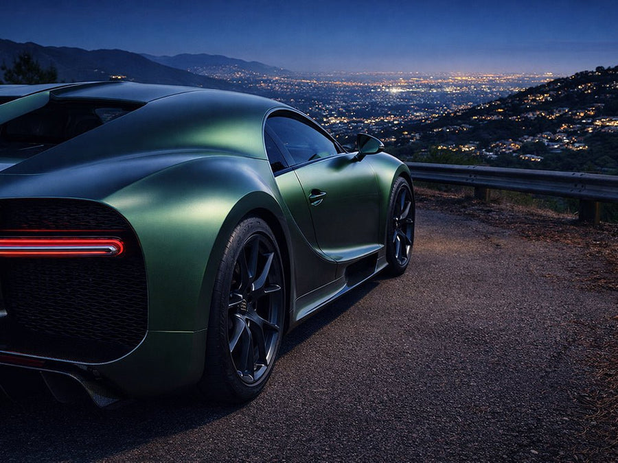 Bugatti Chiron wrapped in Satin HX30000 Super Chrome Canopy Green automotive vinyl film HX30SCH18S