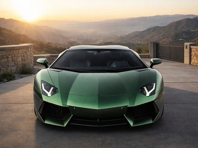 Lamborghini Aventador wrapped in Hexis Satin HX30000 Super Chrome Canopy Green restyling film HX30SCH18S