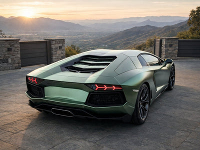 DIY Lamborghini Aventador wrapped in Satin HX30000 Super Chrome Canopy Green restyling film HX30SCH18S
