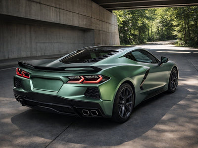 Chevrolet Corvette wrapped in Satin HX30000 Super Chrome Canopy Green automotive vinyl film HX30SCH18S