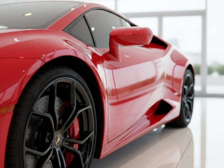 DIY Lamborghini Huracán wrapped in SuperGloss HXONE™ Lava Red automotive vinyl film HXONE400