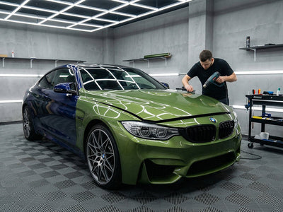 BMW M4 wrapped in SuperGloss HXONE™ Vintage Green vinyl wrap HXONE700