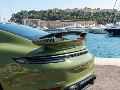 DIY Porsche 911 wrapped in SuperGloss HXONE™ Vintage Green car wrap film HXONE700