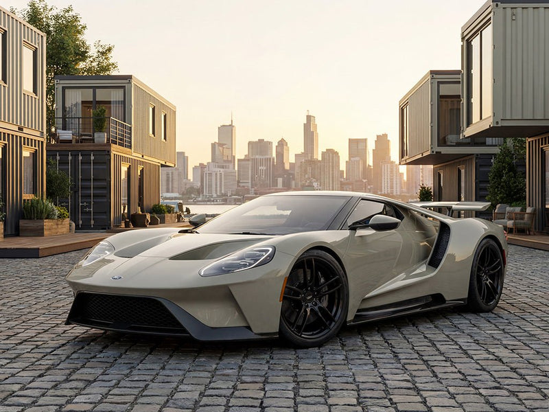 Ford GT wrapped in Hexis Super Gloss HXONE™ Seal Khaki wrap film HXONE702