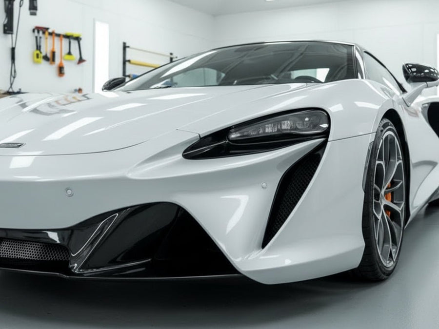 McLaren 720S wrapped in Hexis SuperGloss HXONE™ Alpine Gray automotive vinyl film HXONE802