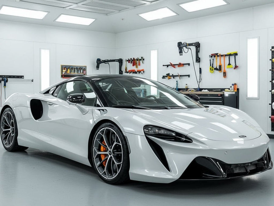 McLaren GT wrapped in Super Gloss HXONE™ Alpine Gray wrap film HXONE802