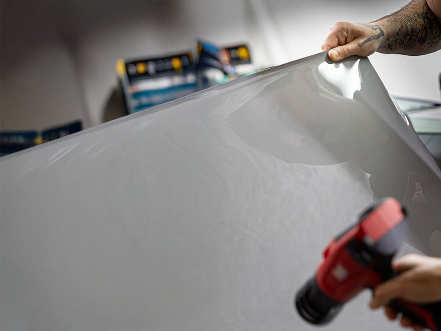 Color swatch of Hexis HXONE Super Gloss Alpine Gray Vinyl Wrap HXONE802