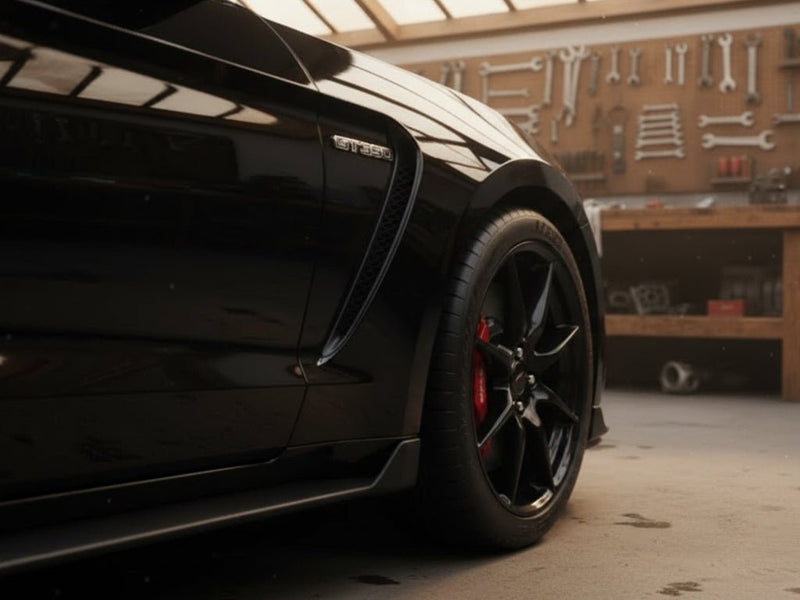 DIY Ford Mustang Shelby GT350 wrapped in Super Gloss HXONE™ Deep Black car wrap film HXONE901