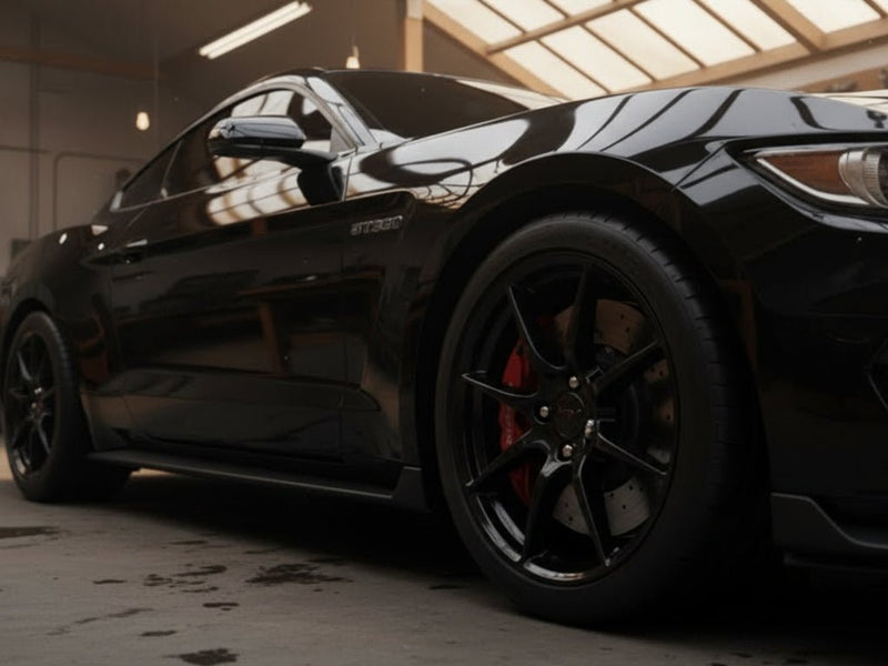 Ford Mustang Shelby GT350 wrapped in Super Gloss HXONE™ Deep Black automotive vinyl film HXONE901