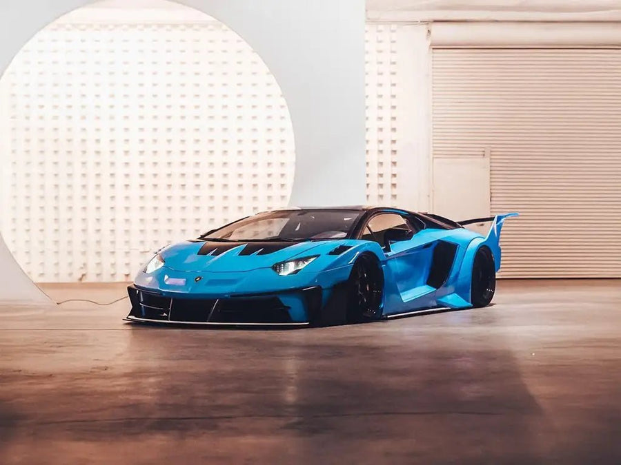 Lamborghini Aventador wrapped in None Limited Special Edition Liberty Walk Kato's Kenmery Blue vinyl wrap