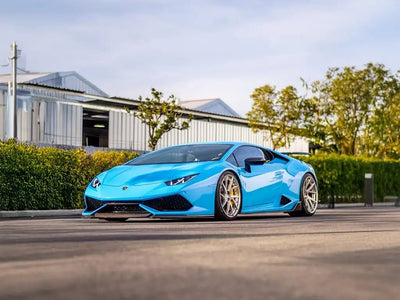 Lamborghini Huracán wrapped in None Limited Special Edition Liberty Walk Kato's Kenmery Blue restyling film