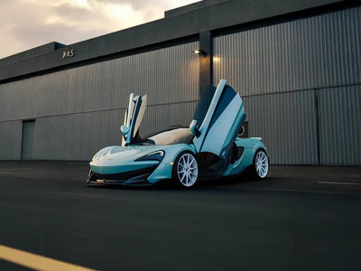 DIY McLaren 570S wrapped in Super Gloss Pearlescent Pearl Crystal Blue vinyl wrap