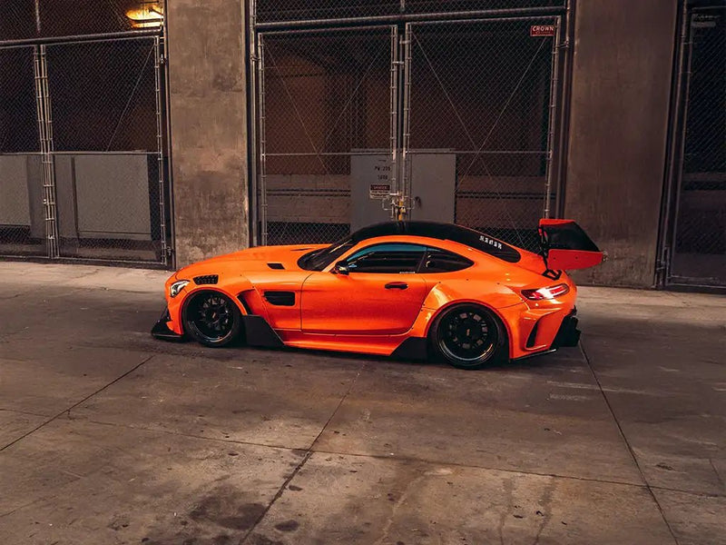 Mercedes-AMG GT wrapped in Inozetek SuperGloss Pearlescent Pearl Marigold Orange automotive vinyl film