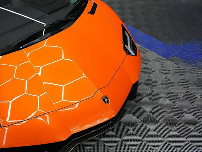 DIY Lamborghini Aventador wrapped in Super Gloss Pearlescent Pearl Marigold Orange wrap film