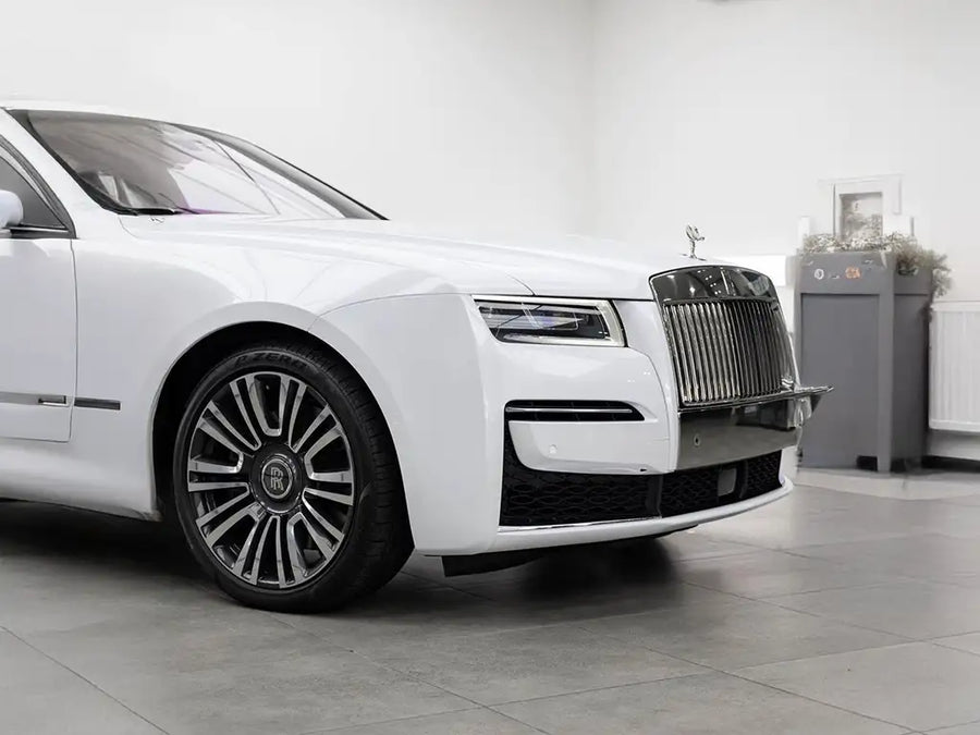 Rolls-Royce Ghost wrapped in Inozetek SuperGloss Pearlescent Pearl White vinyl wrap