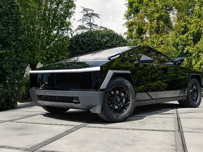 Tesla Cybertruck wrapped in Inozetek SuperGloss Black Out vinyl wrap
