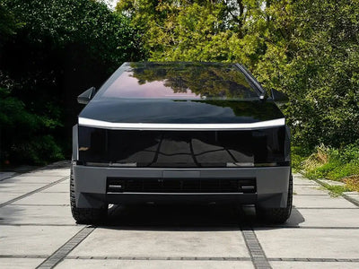 Tesla Cybertruck wrapped in Inozetek Super Gloss Black Out vinyl wrap
