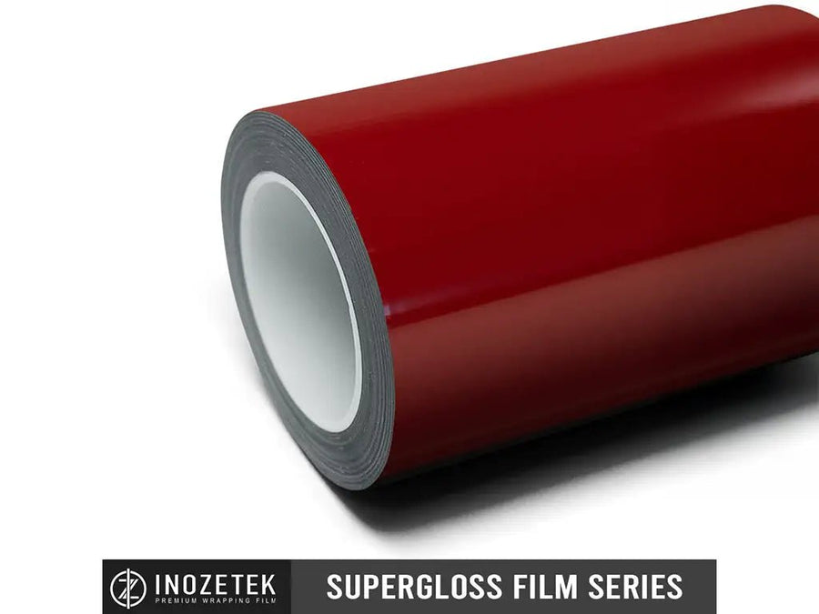 vinyl wrap roll of Inozetek Super Gloss Blood Red restyling film