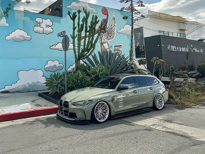BMW M3 Touring wrapped in Inozetek SuperGloss Khaki Green restyling film