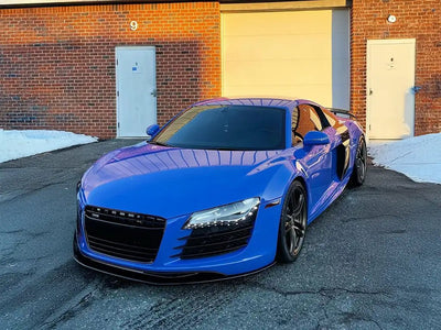 Audi R8 wrapped in Inozetek SuperGloss Maritime Blue wrap film