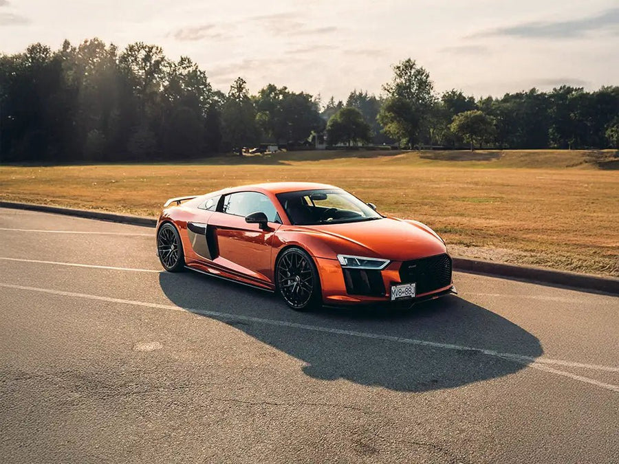 DIY Audi R8 wrapped in Super Gloss Liquid Metallic Molten Copper automotive vinyl film