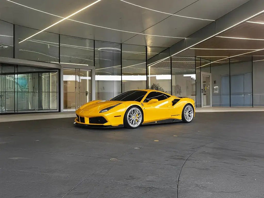 DIY Ferrari 488 wrapped in Super Gloss Metallic Dandelion Yellow wrap film
