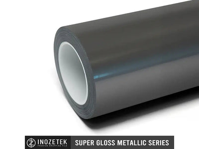 vinyl wrap roll of Inozetek Super Gloss Metallic Gunmetal car wrap film
