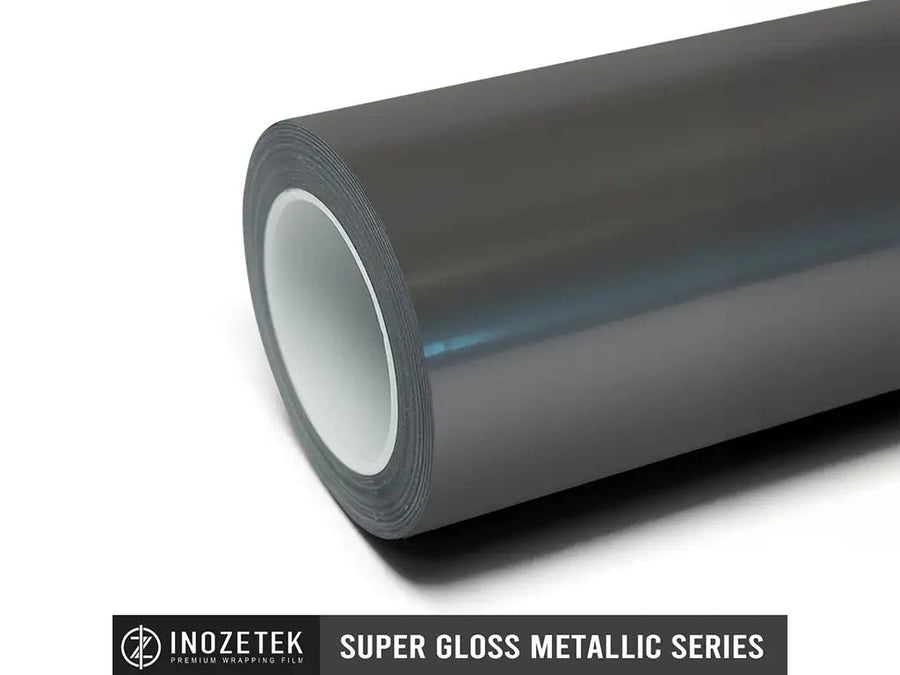 vinyl wrap roll of Inozetek Super Gloss Metallic Gunmetal car wrap film